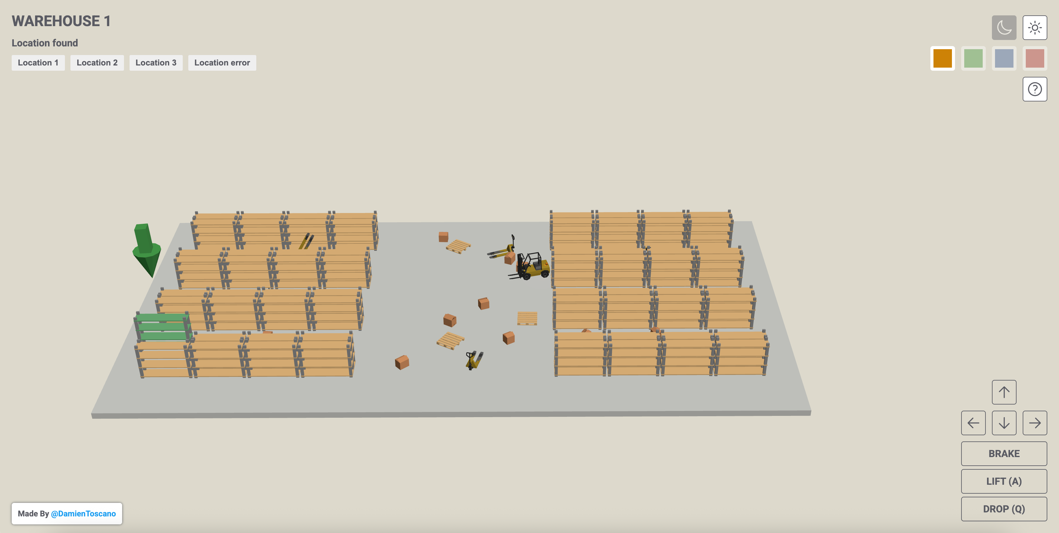 Low-poly 3D forklift training simulator for warehouse safety and operator certification programs